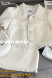 Tweed Skirt Suit 2023 New Fashion Two Piece Set Women Crop Top Wrap And Hip Plaid Mini Skirts Tassel Outfits Summer