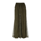 Fongt Vintage Crumbat Splicing Half-Body Skirt Holiday High-Waisted Thin A-Shaped Skirt New Mid-Long Skirt