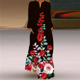 V-neck Long Sleeve Ankle-Length Vintage