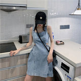 Dress Women Denim New Summer All-match College Square Collar Harajuku Clothes Backless