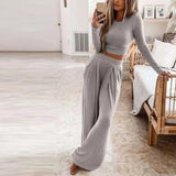 Solid Color Rib Knit Long Sleeve