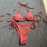 Halter Neck Swimming Suit For Women Bikini Push Up Swimwear Triangle Swimwear Bathing Suit Ladies Swimsuit Biquinis Feminin-Outfit