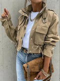 Fongt New Jacket Collar Retro Women's Short