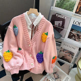 Aging Three-Dimensional Berries Early Autumn Women's Sweater Minority Design Sweater Coat Women's Cardigan 2024 New Style-Outfit