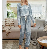 Women Autumn Loungewear Long Sleeve Tie dye Jumpsuits Overalls 2020 Fashion Street Home Casual Romper