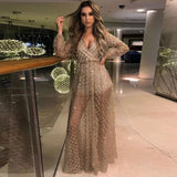 Fongt Winter New Women's Dress Hollow Sexy V-Necked Hot