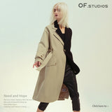 Fongt Autumn And Winter British Style Retro Sense Splicing Color Asymmetrical Personality Windsuit Suit Jacket Female 1247