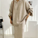 Fongt Chic Autumn And Winter Loose Large-Size Knitted Sweater + Half-Body Dress Two Sets