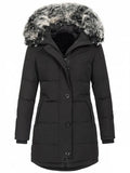 Women's Autumn And Winter New Large-Size Hooded Warm And Slim Down Cotton Jacket With Medium-Long Style-Outfit
