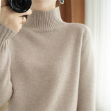 Fongt New Half High Collar Twist Thick Sweater Female Contracted All-Match Inside The Autumn Winter Solid Color Bottom Sweater-Outfit