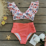 Bikini2025 New Lotus Edge Bikini Split Swimsuit Sexy High