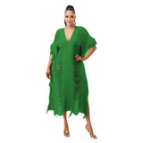 Fongt New Women's Handmade Knitted Hand-Through Tassel Dress-Outfit