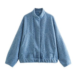 2024 New Vertical Collar Loose Version Multicolor Women's Woolen Casual Coat 5070629-Outfit