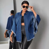 Fongt Women's Jeans Autumn And Winter Women's Fashion Loose Clip Batsleet Jacket Jacket