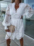 Fongt New Sexy Hollow Water-Soluble Lace Lace Temperament Commuter Dress
