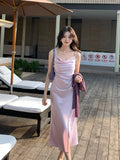 Fongt Xixi 2025 Spring And Summer New High Waisted Shang Noodle Sling Dress High-End Long Dress Women 88169