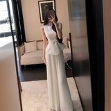 Fongt Waistcoat Loaf Side Dress With Wide Leg Pants Fashionable Suit Woman 2025 Summer