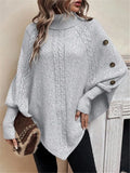Fongt New Autumn And Winter High-Collar Button Decoration Bat Shirt Sworn Sweater