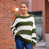 Fongt Women's Clothing In The Autumn And Winter Of 2025, The New Women's Sweater Round-Necked Striped Knitted Shirt