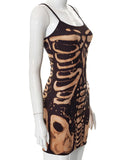 Dark Sternum Graphic Gothic Aesthetic Sexy Mini Dresses Grunge Y2k Retro Tie Dye Bodycon Dress Women Summer 90s