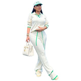Fongt New Women's Casual Knit Wide-Leg Pants Suit-Outfit