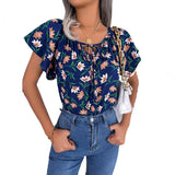 Fongt Wind Shooting Spring And Summer Leisure Loose Lotus Leaf Side With Chiffon Shirt Women's Clothing