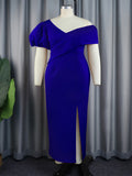 Fongt Fashion Lantern Sleeve V-Neck Dress Party Elegant Pure Black Dress Dress Dress