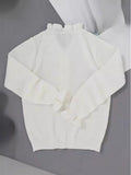 Fongt Spring And Summer Autumn Long-Sleeved Lotus Leaf Edge V-Neck Knitted Sweater