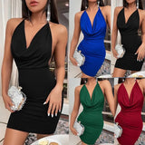Fongt Women's New 2025 Spring And Summer Ins Fashion Open-Forked Bow Bow Hanging Neck Short Dress Woman