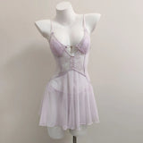 Fongt Romantic Sexy Pajamas Summer Women's 2025 New Lace-Thin Pure-Wanbic Wind With Chest Cushions With Sleeping Skirt