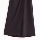 Fongt Autumn New Women's Decoration Body Black Asymmetric Design Temperament Long Dress