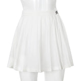 Fongt White Pleated Skirt Short Female Elastic Waist Mini Skirt Sexy Micro Summer Embroidery Mini Tennis Skirt New