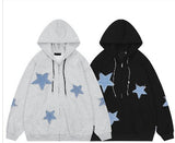 Fongt New Star Pattern Print Full Face Zippered Zip-Tunic Harajuku Zipper To Top Hoodie Jacket