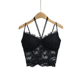 Fongt Wind Hanging Neck Lace Small Sling Female With Breast Pad Lace Hollow Design Sexy Hottie Small Vest Top