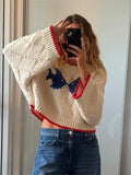 Fongt Fashion Vintage Collidered Tramming Trams Design Knitted Loose Casual Sweater In Autumn/Winter 2025