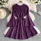 Fongt High-End Knitted Dress Women Autumn And Winter Royal Sister Temperament Dating Short Skirt French Waist Sweater Skirt