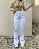 White Slim-fit Strappy Casual Pants-Outfit