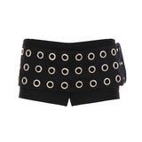 Fongt Trendy Punk Style Chicken Eye Decoration Low-Waist Hot Girl Cool Shorts 2025 New Batch