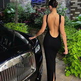 Backless Bodycon Maxi Dress-Outfit