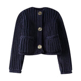 Fongt New Coarse Needle Buckle Dress Short Knitted Coat 5802001