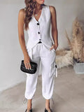 Fongt Fashion Casual Striped Printed A Vest Suit Women's Clothing