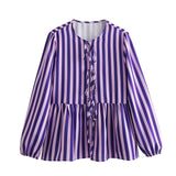 New Bow Knot Lock Color Loose Casual Shirt Blouse-Outfit