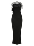 Autumn And Winter New Breast-Wearing Flowers Tight Long Dress Burst Party Dress Women's High