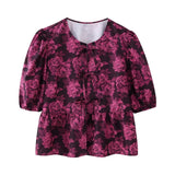 Fongt New Bubble Sleeve With Solid Color Short Top 1213835