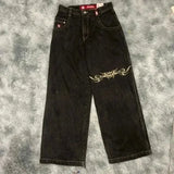 Loose Jeans Men's Vintage Print Hip Hop Gothic Street Wear Harajuku Men's Slacks-Outfit