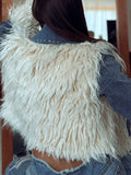 Fongt And Winter Long-Haired Cowboy Splicing Metal Coat Women Warm Comfortable Fashion Temperament Retro Feel Out Of The Street Eye