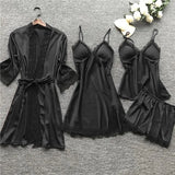 Midnight Charm Sexy Pajamas_Pyjamas Summer Sexy Pajamas Four-Piece Korean Version Of Sling Women With Breast Pad