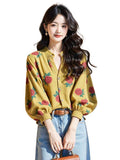 Fongt Long-Sleeved Chiffon Floral Shirt Woman 2025 Early Spring Single-Drip Design Shirt Open Shirt
