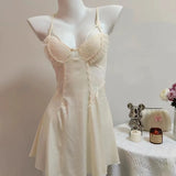Fongt Pyjamas French Girl Skating Silk Splicing Lace Sling Pyjamas Pyjamas Ambiance Pyjamas Homewear