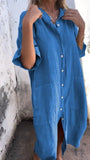 Fongt New Spring And Summer Loose Leisure Sleeve Cotton Shirt Dress